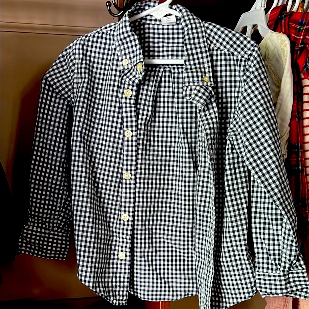 GAP Navy and White Checkered Toddler Shirt